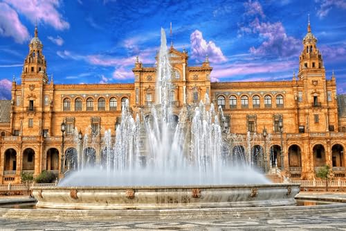 Puzzle für Erwachsene 1000 - Palast von Sevilla, Spanien unter dem magischen Himmel, 70 x 50 cm von VRYOP