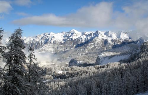 Puzzle für Erwachsene 1000 Teile Brückenpuzzle für Erwachsene Anspruchsvolles Spiel, Schnee, Berge 70x50CM von VRYOP