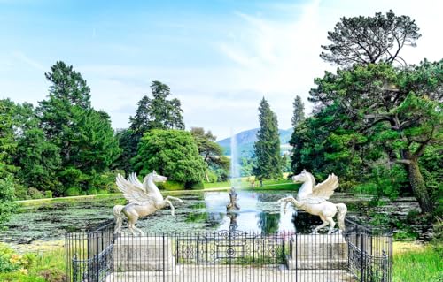 Sammelpuzzle für Erwachsene und Kinder – 1000 Teile, Bäume, Teich, Park, Pferd, Brunnen, Skulptur, Irland, Grafschaft Wicklow, 70 x 100 cm von VRYOP