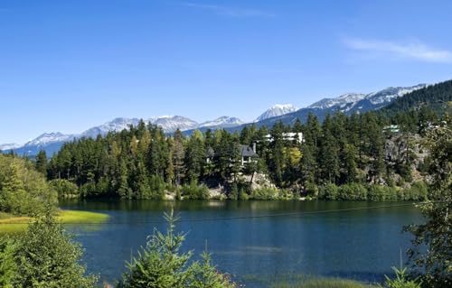 Unmögliches Puzzle – 1000 Teile, Bäume, Berge, Felsen, Kanada, Lake Whistler, 38 x 26 cm von VRYOP