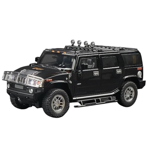 Modellauto im Maßstab 1/18 for Hummer H2SUV Legierung Auto Modell Druckguss Metall Geländewagen Auto Modell Sound Und Licht Simulation Fahrzeug Spielzeug(Black) von VSIKMEY