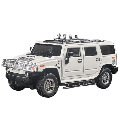 Modellauto im Maßstab 1/18 for Hummer H2SUV Legierung Auto Modell Druckguss Metall Geländewagen Auto Modell Sound Und Licht Simulation Fahrzeug Spielzeug(White) von VSIKMEY