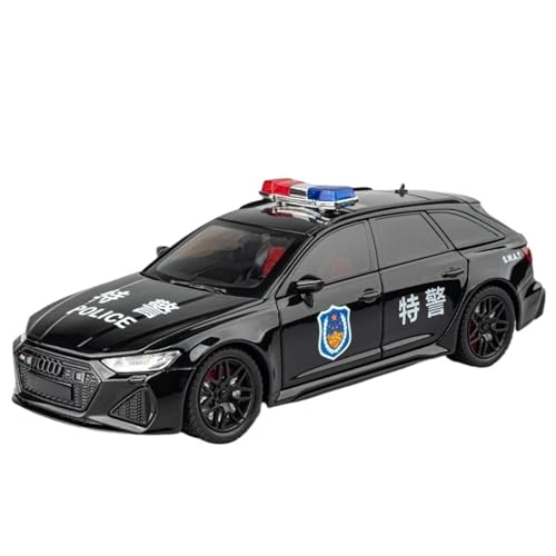 Modellauto im Maßstab 1/24 for Audi RS6 Station Wagon Legierung Auto Modell druckguss Metall Spielzeug Polizei Auto Auto Modell Simulation Sound Und licht Mini Auto Modell(Black) von VSIKMEY