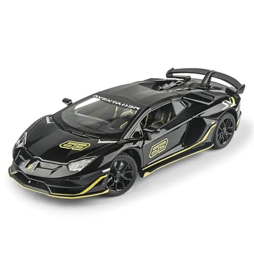 Modellauto im Maßstab 1/24 for Lamborghini SVJ 63 Legierung Racing Modell Hohe Simulation Druckguss Metall Spielzeug Auto Auto Modell Sound Und Licht Modell(Black) von VSIKMEY