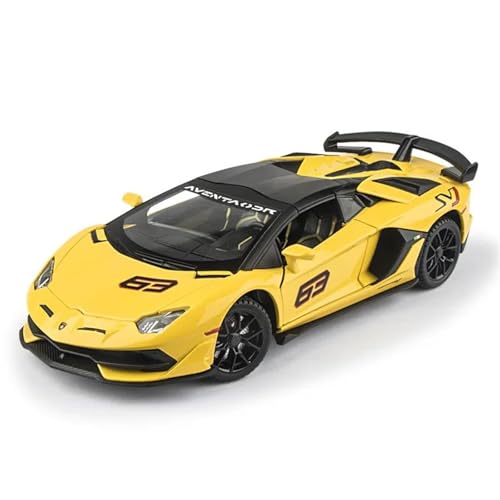 Modellauto im Maßstab 1/24 for Lamborghini SVJ 63 Legierung Racing Modell Hohe Simulation Druckguss Metall Spielzeug Auto Auto Modell Sound Und Licht Modell(Yellow) von VSIKMEY