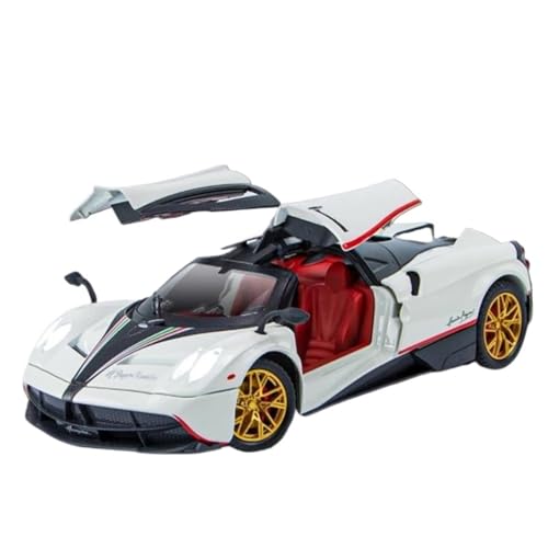 Modellauto im Maßstab 1/24 for Pagani Huayra Legierung Sport Auto Modell druckguss Metall Racing Auto Modell Simulation Sound Und Licht Spielzeug Auto Modell(White) von VSIKMEY