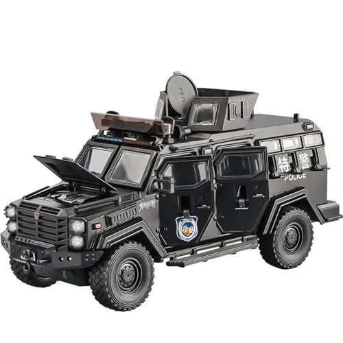 Modellauto im Maßstab 1:24 Alloy Tiger Armored Vehicle Truck Model Druckguss Metall Militär Explosionsgeschütztes Auto Fahrzeugmodell Sound und Licht Spielzeugauto(Black) von VSIKMEY