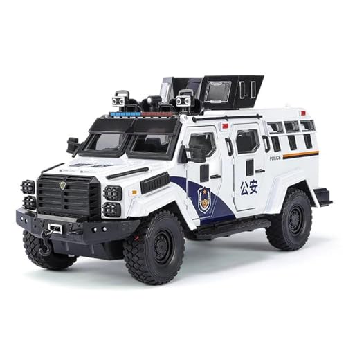 Modellauto im Maßstab 1:24 Alloy Tiger Armored Vehicle Truck Model Druckguss Metall Militär Explosionsgeschütztes Auto Fahrzeugmodell Sound und Licht Spielzeugauto(White) von VSIKMEY