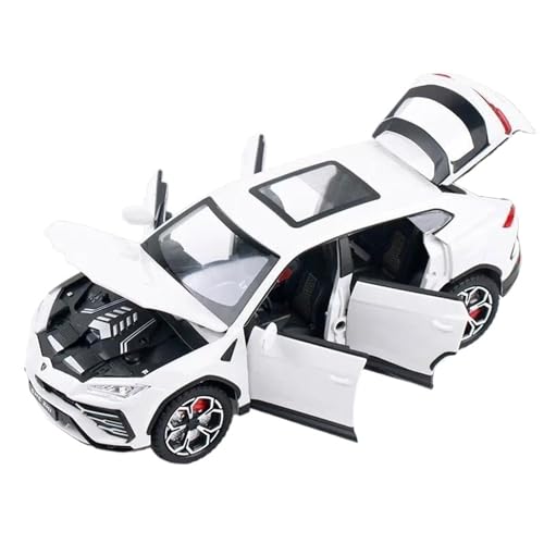 Modellauto im Maßstab 1:24 Lamborghini SUV Legierung Sportwagen Modell Druckguss Metall Geländewagen Auto Modell Simulation Sound und Licht Fahrzeug Spielzeug(White) von VSIKMEY