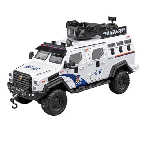 Modellauto im Maßstab 1:24 Legierung Sabretooth Tiger Gepanzertes Fahrzeugmodell Druckguss Metall Spielzeug Polizei Explosionsgeschütztes Fahrzeugmodell mit Sound und Lichtfahrzeug(White) von VSIKMEY