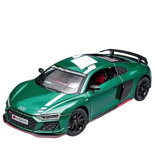 Modellauto im Maßstab 1:24 for Audi R8 V10 Sportwagenmodell, Legierungsdruckguss-Metallspielzeug, hochsimuliertes Fahrzeugmodell, Sound- und Licht-Sammlungsfahrzeug(Green) von VSIKMEY