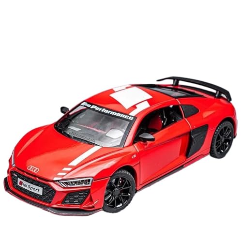 Modellauto im Maßstab 1:24 for Audi R8 V10 Sportwagenmodell, Legierungsdruckguss-Metallspielzeug, hochsimuliertes Fahrzeugmodell, Sound- und Licht-Sammlungsfahrzeug(Red) von VSIKMEY