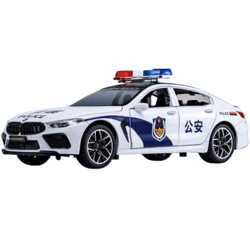 Modellauto im Maßstab 1:24 for BMW M8 MH8 Legierung Auto Modell Druckguss Metall Spielzeug Polizei Auto Auto Modell Sammlung Sound Und Licht Motor Fahrzeug Modell(White) von VSIKMEY