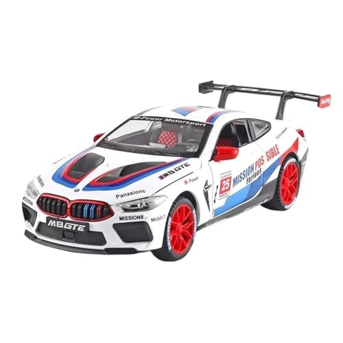 Modellauto im Maßstab 1:24 for BMW M8 Racing Edition Legierung Auto Modell Sound Und Licht Spielzeug Modell Sammlung Mini Fahrzeug Spielzeug Auto(White) von VSIKMEY