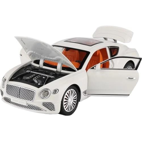 Modellauto im Maßstab 1:24 for Bentley Continental GT Legierung Luxus Auto Modell Druckguss Metall Auto Modell Simulation Sound Und Licht Miniatur Motor Fahrzeug(White) von VSIKMEY