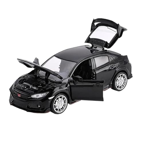 Modellauto im Maßstab 1:24 for Honda Civic Type-R Legierung Auto Modell Druckguss Metall High-Simulation Fahrzeug Modell Sound Und Licht Sammlung Fahrzeug(Black) von VSIKMEY