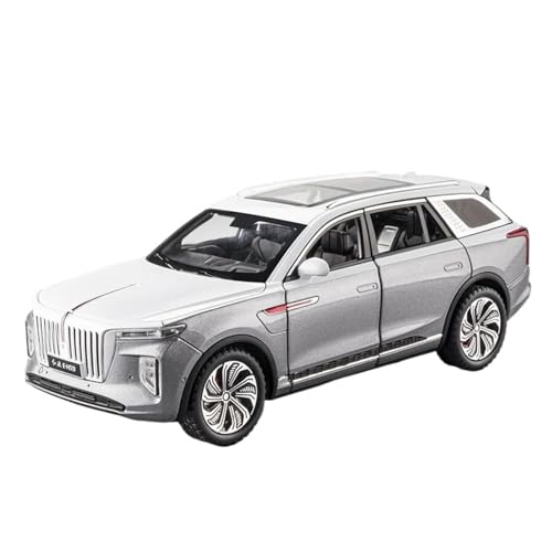 Modellauto im Maßstab 1:24 for Hongqi E-HS9 SUV Legierung Auto Modell Druckguss Metall Spielzeug Hohe Simulation Fahrzeug Modell Sound Und Licht Fahrzeug(Gray) von VSIKMEY