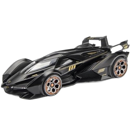 Modellauto im Maßstab 1:24 for Lamborghini V12 Vision GT Legierung Konzept Sportwagen Modell Druckguss Metall Spielzeug Rennwagen Modell Sound und Licht fertiges Fahrzeug(Black) von VSIKMEY