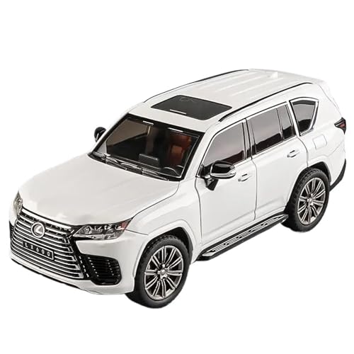 Modellauto im Maßstab 1:24 for Lexus LX600 SUV Legierung Auto Modell Druckguss Metall Geländewagen Auto Modell Simulation Sound Und Licht Modell Fahrzeug(White) von VSIKMEY