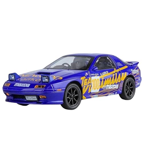 Modellauto im Maßstab 1:24 for Mazda RX7 FC Art Initial D Supercar Legierung Diecast Modell Auto Sound Und Licht Sammlung Miniatur Modell Spielzeug Auto(Blue) von VSIKMEY