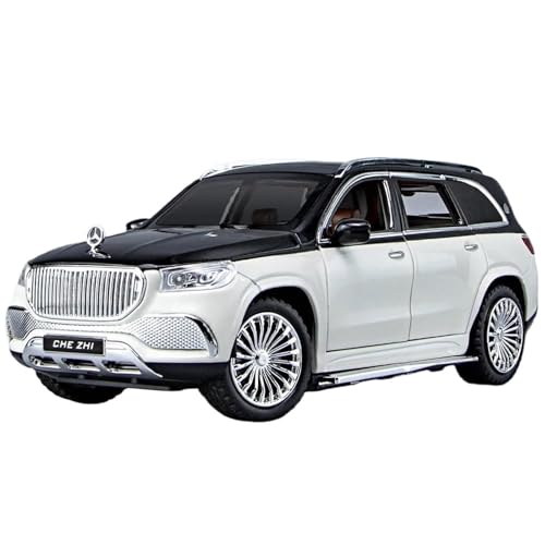 Modellauto im Maßstab 1:24 for Mercedes-Benz Maybach GLS600 SUV Legierung Auto Modell Simulation Druckguss Metall Spielzeug Auto Auto Modell Sound Und Licht Modell(White) von VSIKMEY