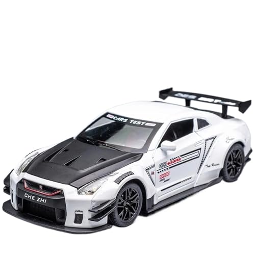 Modellauto im Maßstab 1:24 for Nissan GTR R35 Legierung Sport Auto Modell Druckguss Metall Spielzeug Simulation Fahrzeug Modell Sound Und Licht Spielzeug Auto Modell(White) von VSIKMEY