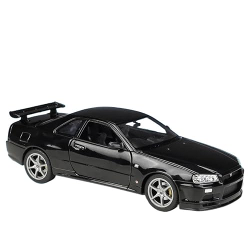 Modellauto im Maßstab 1:24 for Nissan Skyline GTR R34 Legierung Sportwagen Modell Simulation Druckguss Metall Rennwagen Modell Sammlung Fahrzeugmodell(Black) von VSIKMEY