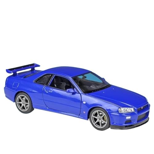 Modellauto im Maßstab 1:24 for Nissan Skyline GTR R34 Legierung Sportwagen Modell Simulation Druckguss Metall Rennwagen Modell Sammlung Fahrzeugmodell(Blue) von VSIKMEY