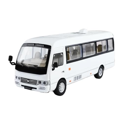 Modellauto im Maßstab 1:24 for Toyota Coaster Kommerziellen Minibus Legierung Druckguss Modell Auto Sound Und Licht Sammlung Maßstab Modell Fahrzeug(White) von VSIKMEY