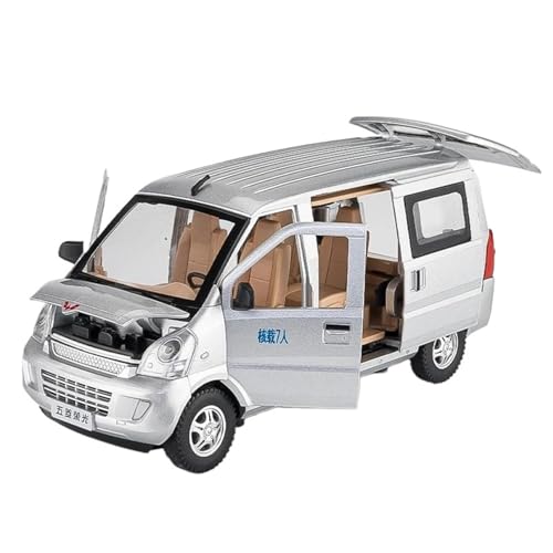 Modellauto im Maßstab 1:24 for Wuling Rongguang Van Legierung Auto Modell Druckguss Metall Spielzeug Auto Modell Sound Und Licht Simulation Fahrzeug(Silver) von VSIKMEY