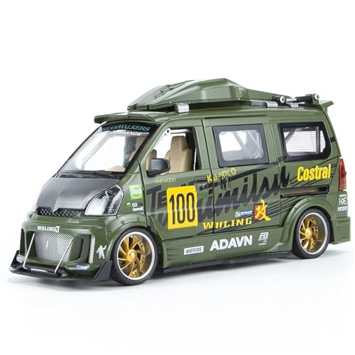 Modellauto im Maßstab 1:24 for Wuling Van Legierung Auto Modell Druckguss Metall Modifizierte Racing Auto Modell Sound Und Licht Simulation Sammlung Fahrzeug(Green) von VSIKMEY