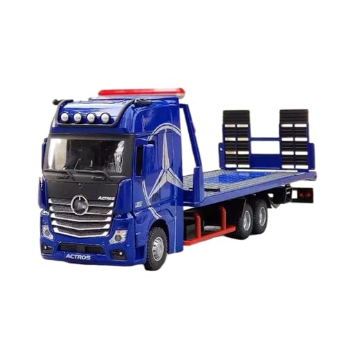 Modellauto im Maßstab Legierungsdeck-Tiefbettanhänger-Modell, Druckguss-Metall-Hochleistungs-Sattelauflieger, Transportfahrzeug, LKW-Automodell, Ton- und Lichtspielzeugauto(Blue) von VSIKMEY