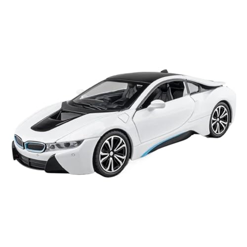 Modellauto im Maßstab Maßstab 1:24 for BMW I8, Simulations-Legierungsautomodell, Druckgussornamente, Sound und Licht, zurückziehbare Sammlung, Miniaturmodell-Spielzeugauto(White) von VSIKMEY