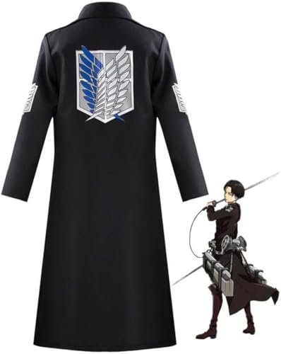 VSOVO Anime Attack on Titan Shingeki No Kyojin Wings of Freedom Cosplay Kostüm Schwarz Halloween Party Uniform (Black,L) von VSOVO