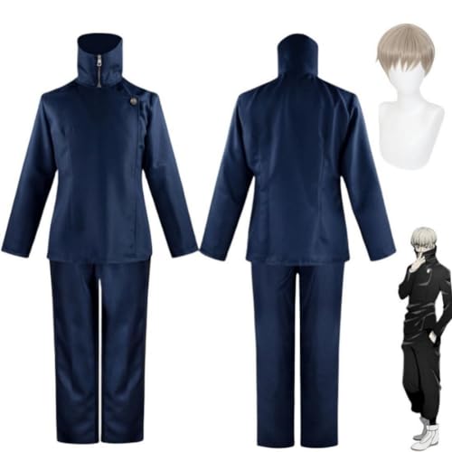 VSOVO Anime Cosplay Kostüm Für Jujutsu Kaisen Inumaki Toge Outfit Halloween Party Uniform Mit Perücke (Blue,L) von VSOVO