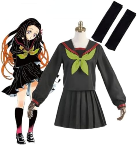 VSOVO Anime Demon Slayer Demon Killer Kamado Nezuko Cosplay Kostüm Halloween Party Uniform Kleid (Nezuko,L) von VSOVO