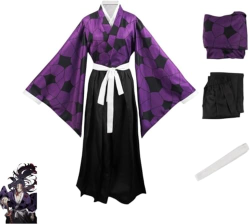 VSOVO Anime Demon Slayer Kokushibo Cosplay Kostüm Halloween Outfit Party Kimono Uniform Full Set (Full Set,M) von VSOVO