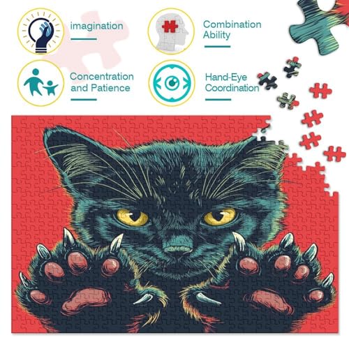 Kat 1000 Stück Puzzles Für Erwachsene Teenager Stress Abbauen Familien-Puzzlespiel Mit Poster in 1000-teiliges Puzzle Kinder Lernspiel Spielzeug Geschenk Puzzel 1000pcs (75x50cm) von VTBNDLAGE