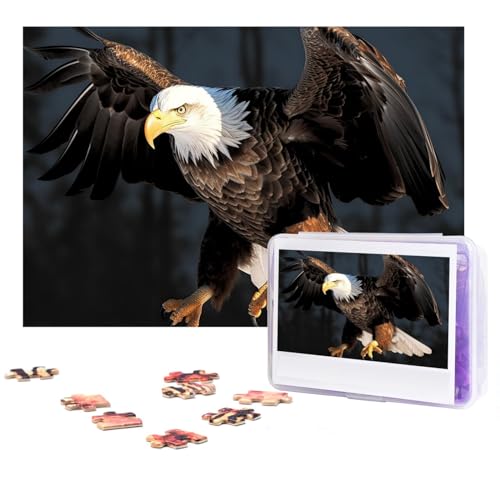 3D Glatzenadler-Puzzle, 500 Teile, personalisiertes Puzzle mit Aufbewahrungstasche, Foto-Puzzle für Fotos, anspruchsvolles Bilderpuzzle für Familie, Heimdekoration, Puzzle (38,1 x 25,9 cm) von VTCTOASY