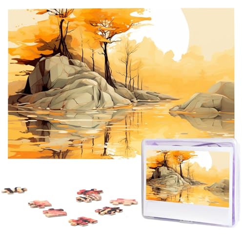 Bäume & Felspuzzle 1000 Teile Personalisierte Puzzle mit Aufbewahrungstasche Fotos, Puzzle für Fotos, herausforderndes Bildpuzzle für Familie, Heimdekoration, Puzzle (74,9 x 50 cm) von VTCTOASY