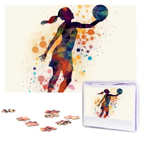 Basketball-Mädchen-Muster-Puzzle, 1000 Teile, Holz-Puzzle, personalisiertes Bild, Puzzle, individuelle Puzzles für Erwachsene, Hochzeit von VTCTOASY