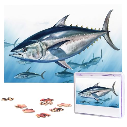 Bluefin Thunfisch Thunnus Puzzles 1000 Teile, personalisiertes Puzzle mit Aufbewahrungstasche, Foto-Puzzle für Fotos, anspruchsvolles Bilderpuzzle für Familie, Heimdekoration, Puzzle (74,9 x 50 cm) von VTCTOASY