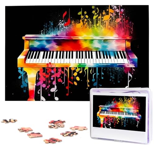 Bunte Klavier Tastatur Musik Nuss Puzzles 1000 Stück Personalisierte Legepuzzles mit Aufbewahrungstasche Bilder Puzzle für Fotos Herausfordernde Bild Puzzle für Familie Wohnkultur Puzzle (74,9 cm x 50 von VTCTOASY