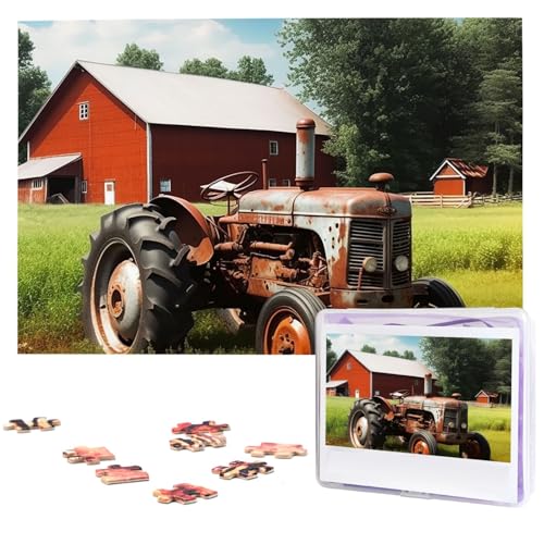 Company Bauernhof-Traktor-Puzzle, 1000 Teile, personalisierte Puzzles mit Aufbewahrungstasche, Foto-Puzzle für Fotos, anspruchsvolles Bilderpuzzle für Familie, Heimdekoration, Puzzle (74,9 x 50 cm) von VTCTOASY