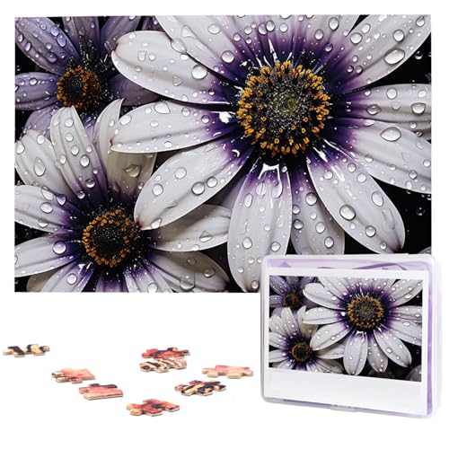 Dewdrop Flowers Puzzles 1000 Pieces Personalized Jigsaw Puzzles with Storage Bag Photos Puzzle for Photos Challenging Picture Puzzle for Family Home Decor Jigsaw (74.9 cm x 50.0 cm) von VTCTOASY