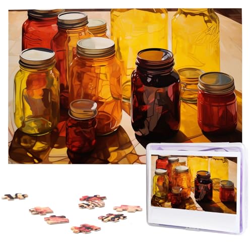 Farbige Glas Töpfchen Puzzles 1000 Stück Personalisierte Puzzle mit Aufbewahrungstasche Bilder Puzzle für Fotos Herausfordernde Foto Puzzle für Familie Heimdekoration Puzzle (74,9 cm x 50 cm) von VTCTOASY