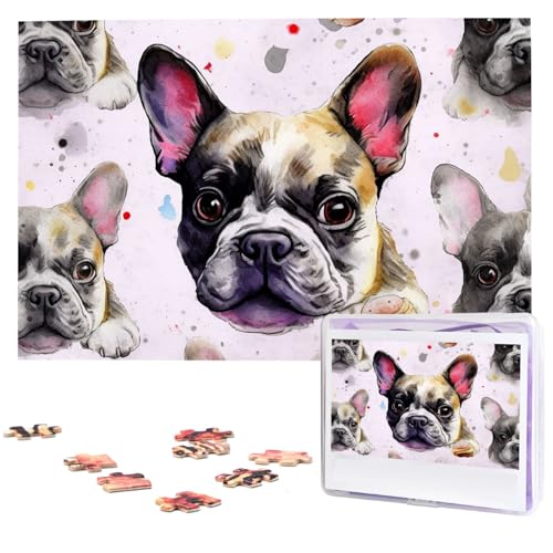 Französische kleine Bulldogge, Puzzle, 1000 Teile, Holzpuzzle, personalisiertes Bild, Puzzle, benutzerdefinierte Puzzles für Erwachsene Hochzeit von VTCTOASY