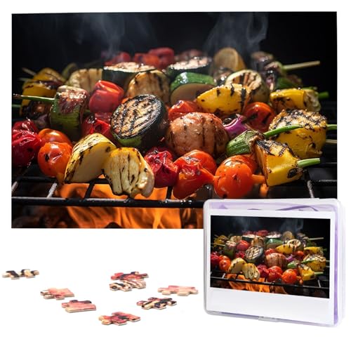 Gegrilltes Gemüse-Puzzle, 1000 Teile, personalisiertes Puzzle mit Aufbewahrungstasche, Foto-Puzzle für Fotos, anspruchsvolles Bilderpuzzle für Familie, Heimdekoration, Puzzle (74,9 x 50 cm) von VTCTOASY