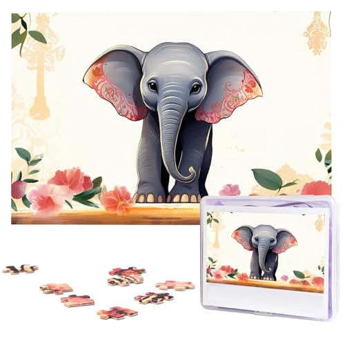 Glücklicher Elefant Puzzle, 1000 Teile, Holzpuzzle, personalisiertes Bild, Puzzle, individuelle Puzzles für Erwachsene Hochzeit von VTCTOASY