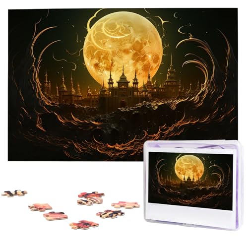 Golden Moon Puzzle, 1000 Teile, Holzpuzzle, personalisiertes Bild, individuelle Puzzles für Erwachsene Hochzeit von VTCTOASY